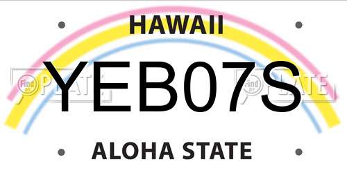 YEB07S Hawaii License Plate