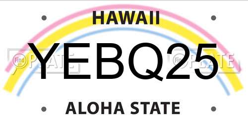 YEBQ25 Hawaii License Plate