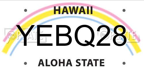YEBQ28 Hawaii License Plate