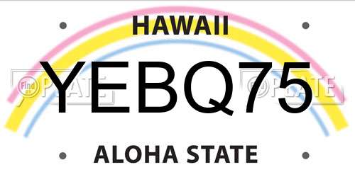 YEBQ75 Hawaii License Plate