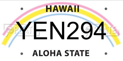 YEN294 Hawaii License Plate