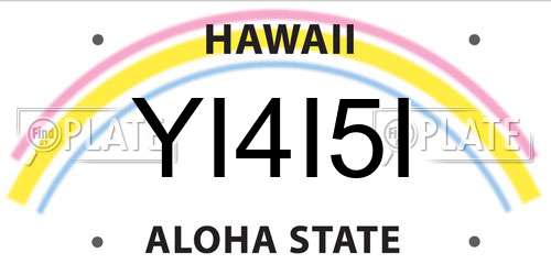 YI4I5I Hawaii License Plate