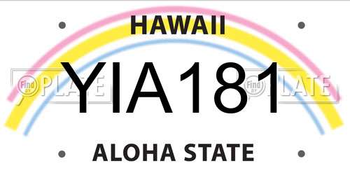 YIA181 Hawaii License Plate
