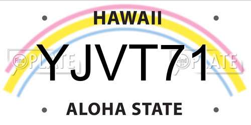 YJVT71 Hawaii License Plate