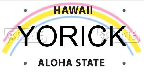 YORICK Hawaii License Plate