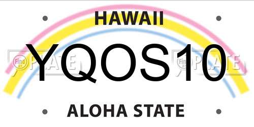 YQOS10 Hawaii License Plate