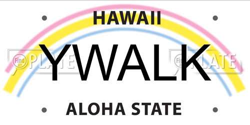YWALK Hawaii License Plate