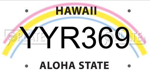 YYR369 Hawaii License Plate