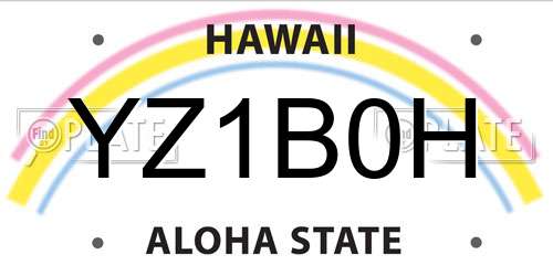 YZ1B0H Hawaii License Plate