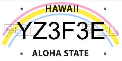 YZ3F3E Hawaii License Plate