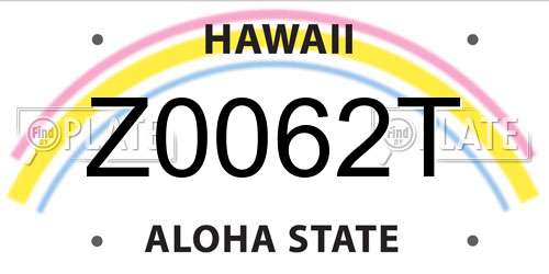 Z0062T Hawaii License Plate