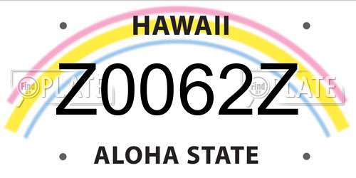 Z0062Z Hawaii License Plate