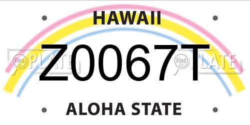 Z0067T Hawaii License Plate
