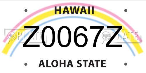 Z0067Z Hawaii License Plate