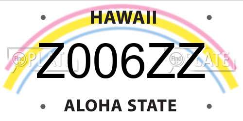 Z006ZZ Hawaii License Plate