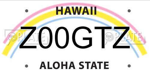 Z00GTZ Hawaii License Plate