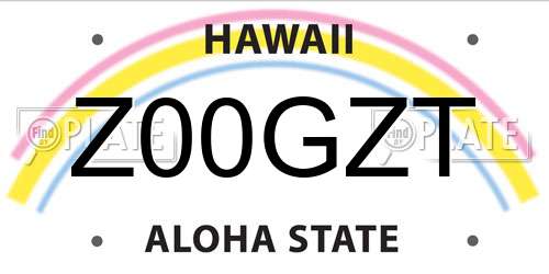 Z00GZT Hawaii License Plate
