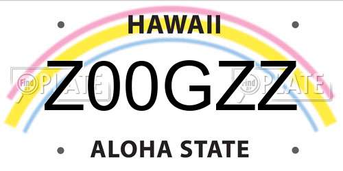 Z00GZZ Hawaii License Plate