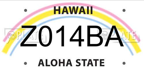 Z014BA Hawaii License Plate