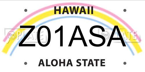 Z01ASA Hawaii License Plate