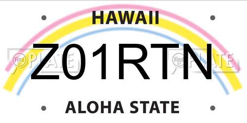 Z01RTN Hawaii License Plate