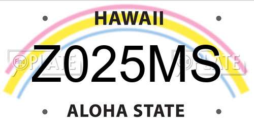 Z025MS Hawaii License Plate