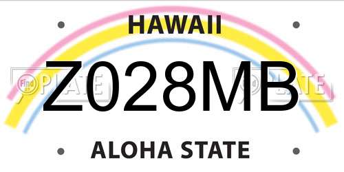 Z028MB Hawaii License Plate