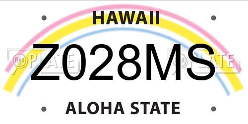 Z028MS Hawaii License Plate