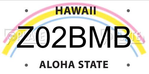 Z02BMB Hawaii License Plate