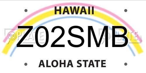 Z02SMB Hawaii License Plate