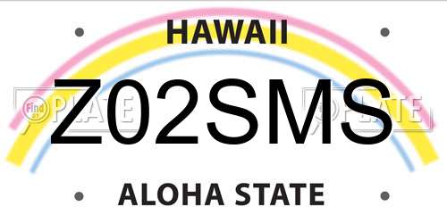 Z02SMS Hawaii License Plate
