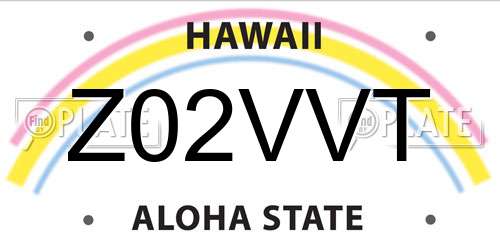 Z02VVT Hawaii License Plate