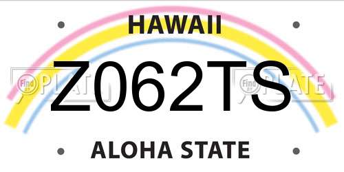 Z062TS Hawaii License Plate