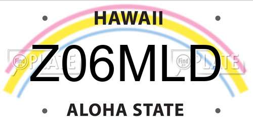 Z06MLD Hawaii License Plate