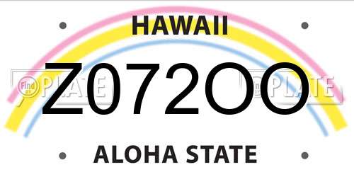 Z072OO Hawaii License Plate