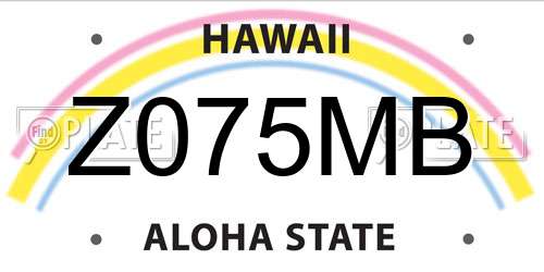 Z075MB Hawaii License Plate