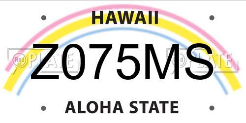 Z075MS Hawaii License Plate