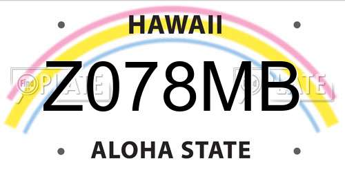 Z078MB Hawaii License Plate