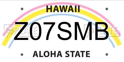 Z07SMB Hawaii License Plate