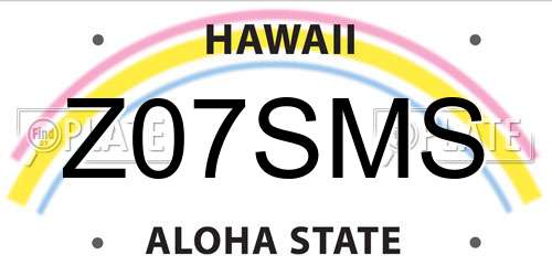 Z07SMS Hawaii License Plate