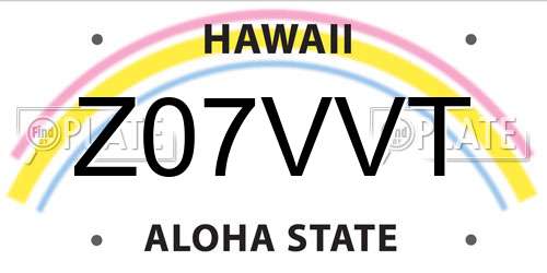 Z07VVT Hawaii License Plate