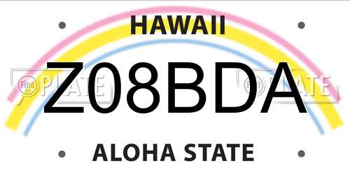 Z08BDA Hawaii License Plate