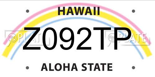 Z092TP Hawaii License Plate