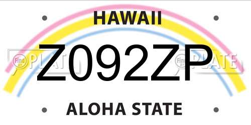 Z092ZP Hawaii License Plate