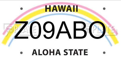 Z09ABO Hawaii License Plate