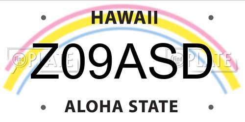 Z09ASD Hawaii License Plate