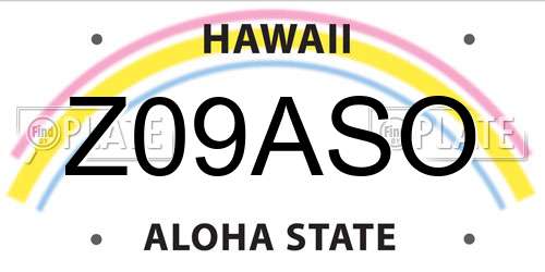Z09ASO Hawaii License Plate