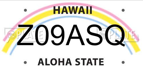 Z09ASQ Hawaii License Plate