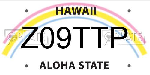 Z09TTP Hawaii License Plate