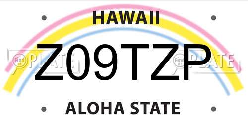 Z09TZP Hawaii License Plate
